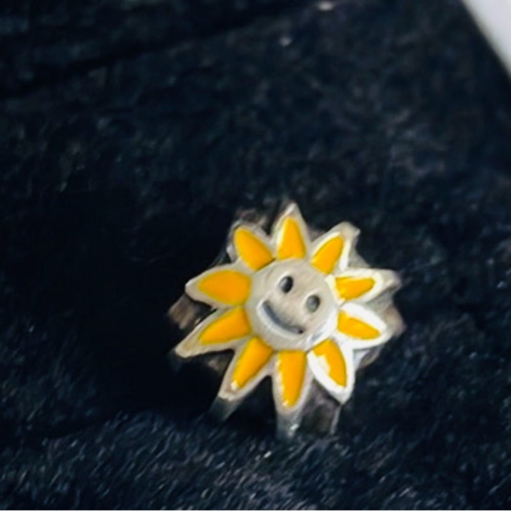 Pandora Sunburst Happy Sun Charm in Silver and Orange